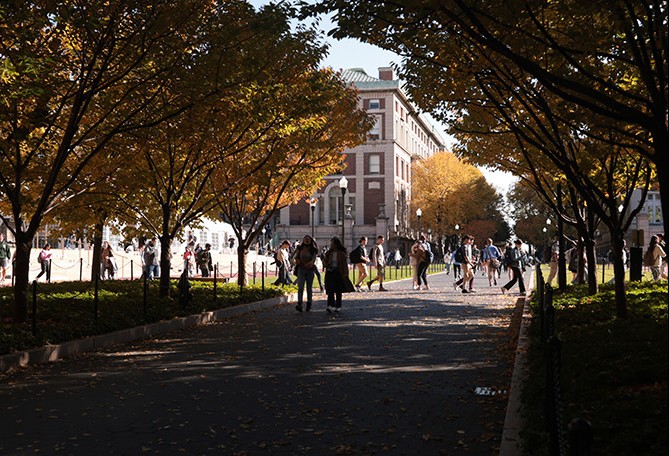 Photo of college walk on Columbia main campus.