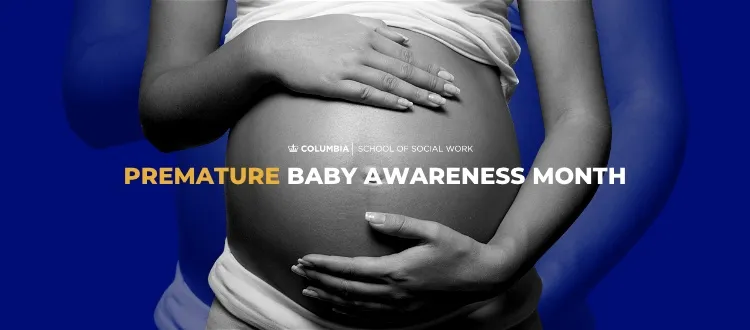 Women embracing her bare pregnant womb while. 