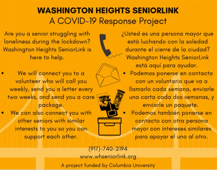 image of covid19 response tips for senior citizens within the washington heights neighborhood