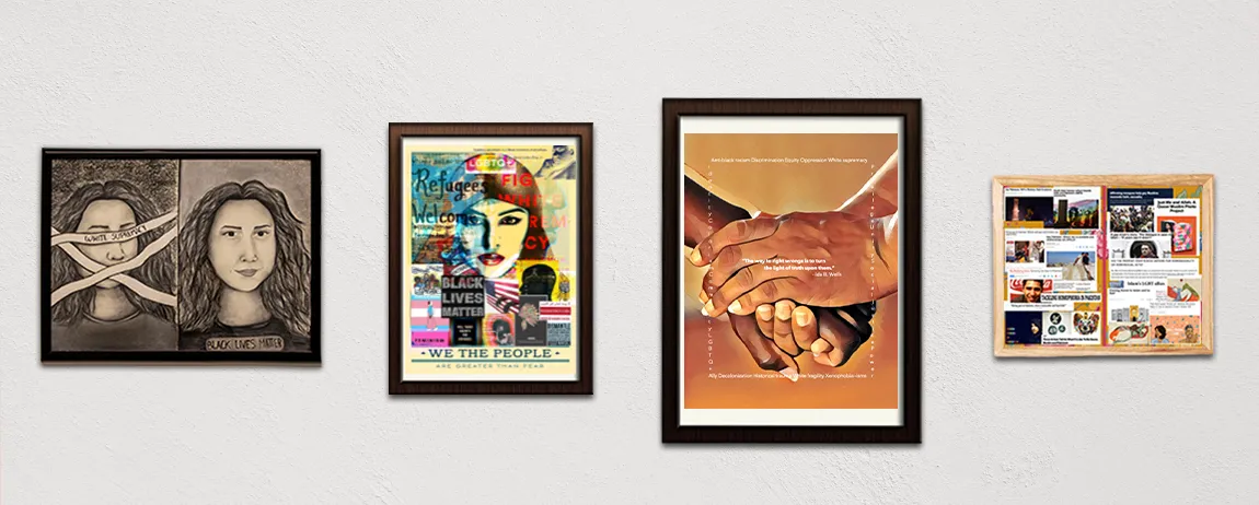 Artwork hanging in the DEI office